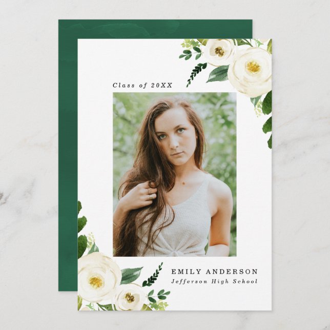 Garden Blooms | Inbjudan till fotoStudentfest (Fram/baksida)