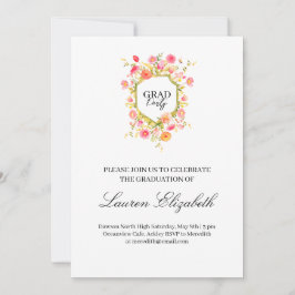 Garden bohemian watercolor flowers graduation inbjudningar