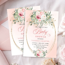 Garden Boho Blush Roses Girl Baby Shower Invites Inbjudningar