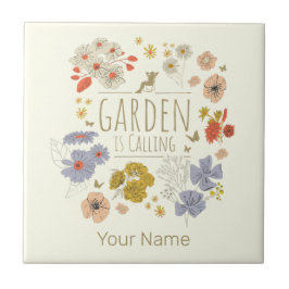 Garden Botaniska blommor för Mamma och Pappa Kakelplatta