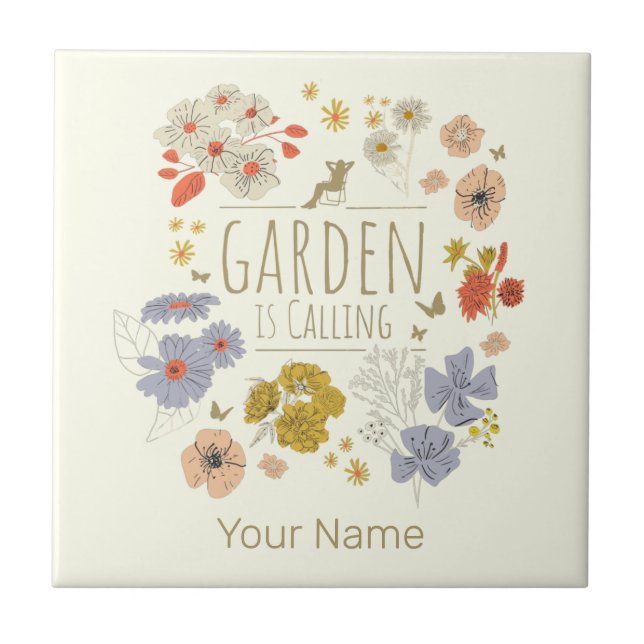 Garden Botaniska blommor för  Mamma och Pappa Kakelplatta (Framsidan)