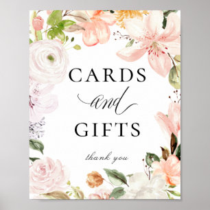 Garden Botaniska Pastel Blommigt Cards Gifts-skylt Poster