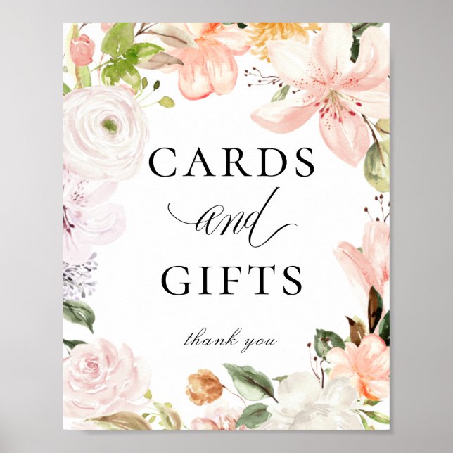 Garden Botaniska Pastel Blommigt Cards Gifts-skylt Poster (Framsidan)