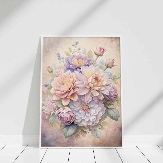 Garden Bouquet Wall Art - Witch's Garden Poster (Enchanted Garden Bouquet Wall Art - Witch’s Garden in a white frame)