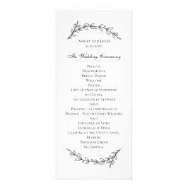 Garden bröllopsprogram. Svartvit botaniskt Reklamkort