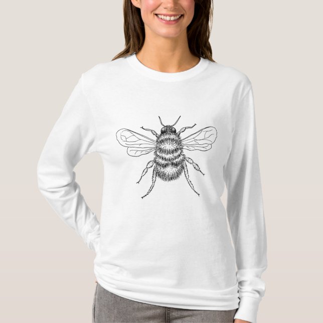 Garden Bumblebee Insekt Teckning T Shirt (Framsida)