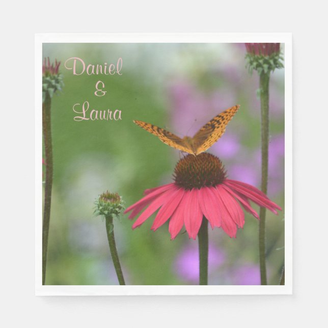 Garden Butterfly Bröllop Pappersservett (Framsidan)