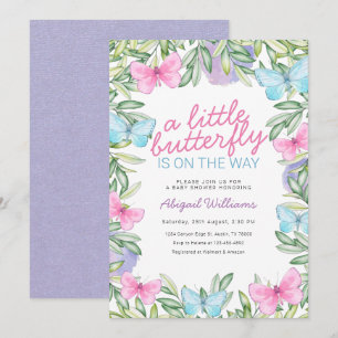 Garden Butterfly på Way Girl Baby Shower Inbjudningar