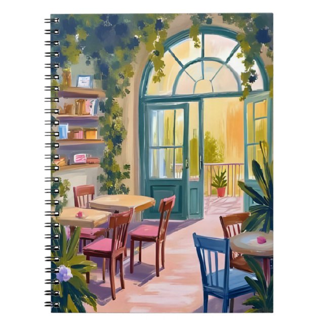 Garden Cafe | Botanical Watercolor Painting Anteckningsbok (Framsidan)
