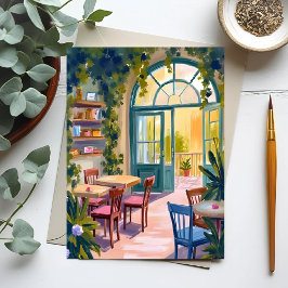 Garden Cafe | Botanical Watercolor Painting Vykort