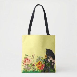 Garden Cat Tote Bag Tygkasse