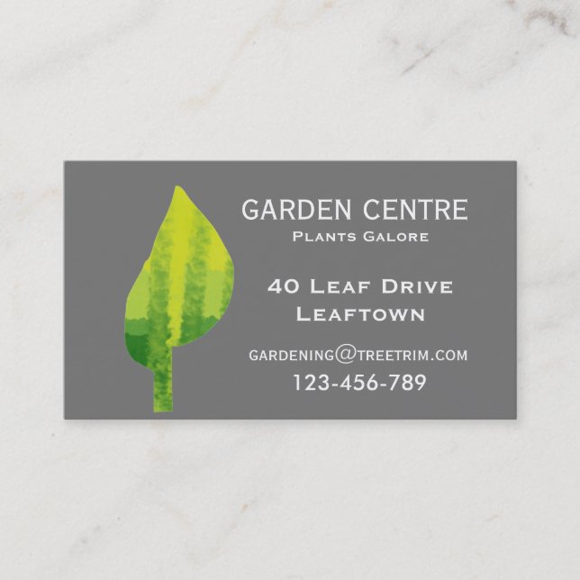 Garden Center grönt löv ekonatur Visitkort (Framsida)