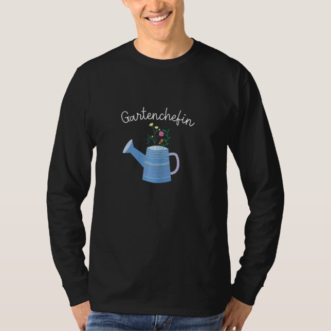 Garden Chefin Watering Can Gardener Garden Queen H T Shirt (Framsida)