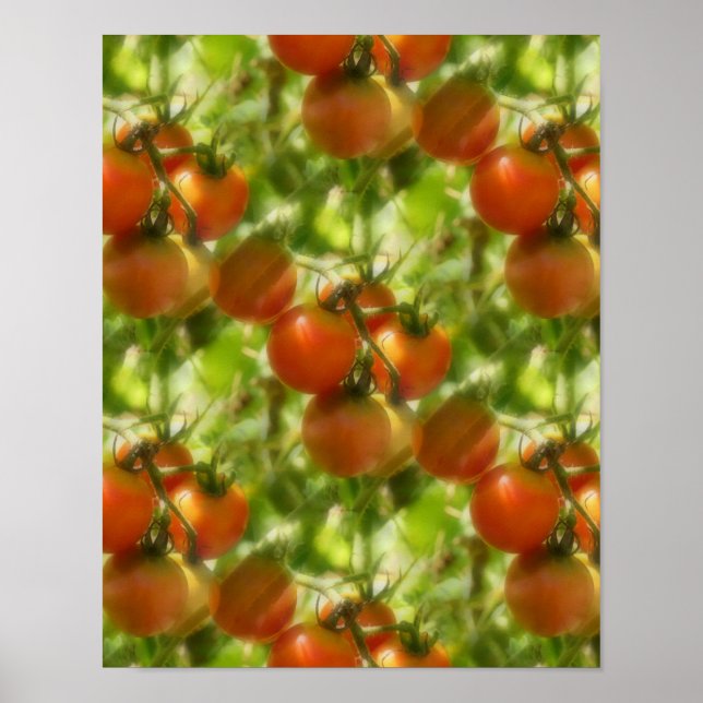 Garden Cherry Tomatis Nature Mönster Poster (Framsidan)