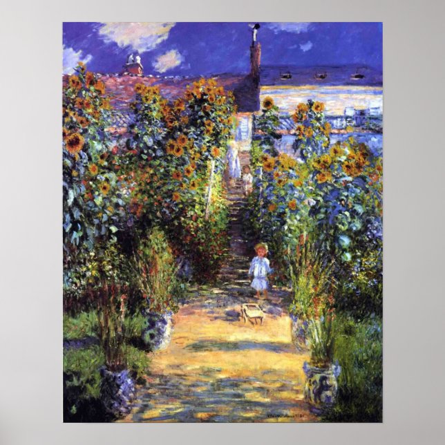 Garden Claude Monet-sommarsolrosblommor Poster (Framsidan)