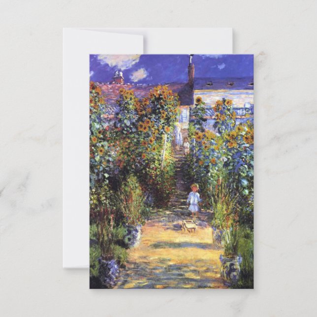Garden Claude Monet-sommarsolrosblommor  Tack Kort (Framsida)