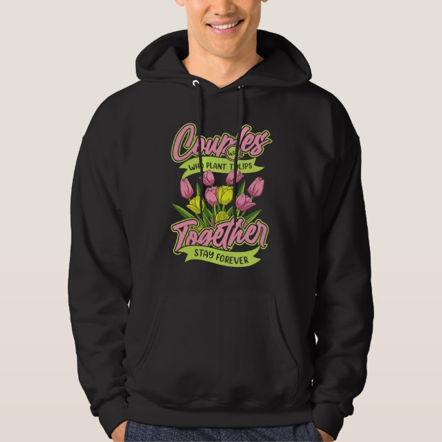 Garden Couple  Gardener Tulip Gardening Hoodie (Framsida)