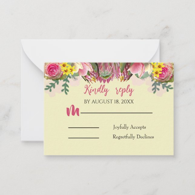 Garden Cream Reply Card för vacker botanisk Blommi Anteckningskort (Framsida)
