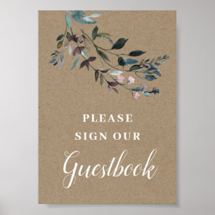 Garden Crest Rustik blomsterbröllopsgästbok Poster