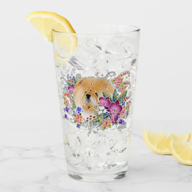 GARDEN DANCE Chow 16 oz glasdesign fram och bak Glaskopp (Framsida Ice)