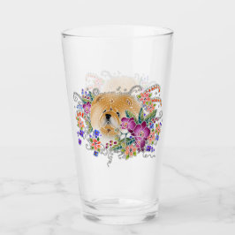GARDEN DANCE Chow 16 oz glasdesign fram och bak Glaskopp