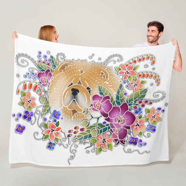 GARDEN DANCE CHOW white- Fleece Blanket 3-storleka (På plats)