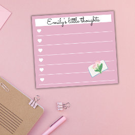 Garden Day Dreams – Heart & Floral Personalized  Post-it Block