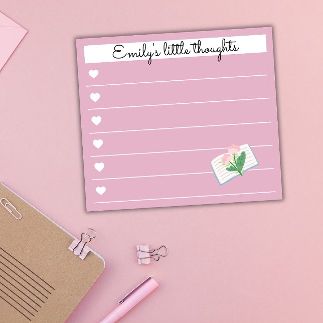 Garden Day Dreams – Heart & Floral Personalized  Post-it Block (Skapare uppladdad)