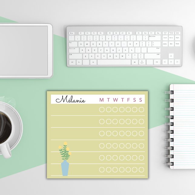 Garden Day Dreams – Weekly Checklist Floral Sticky Post-it Block (Skapare uppladdad)