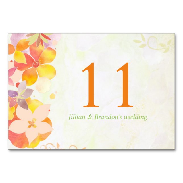 Garden Delight Blommigt Bröllop Bordsnummer (Framsidan)