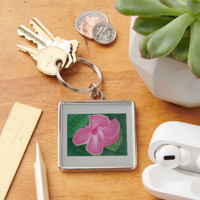 Garden Delight Keychain Fyrkantig Silverfärgad Nyckelring (Skrivbord)