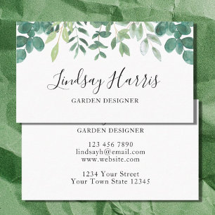 Garden Designer Watercolor Eucalyptus Foliage Visitkort