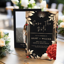 Garden Diamond Red Black och Guld Bröllop Spara Datumet