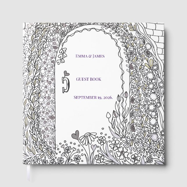 Garden Door Floral Wedding Guest Book Gästböcker (Framsida)
