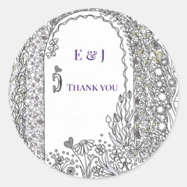 Garden Door Floral Wedding Thank You Classic Runt Klistermärke