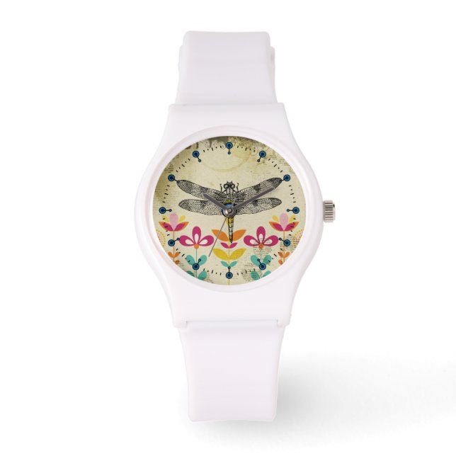 Garden Dragonfly Silicone Sport Watch Armbandsur (Framsida)