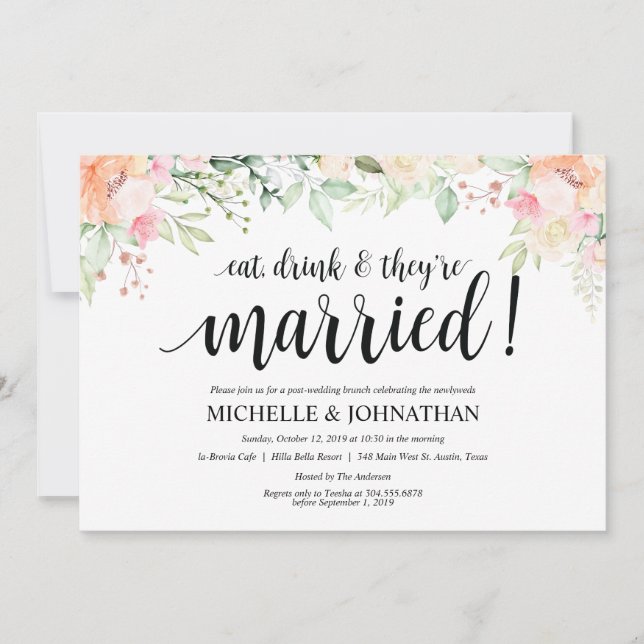 Garden Elegance Blommigt Post Bröllop Brunch Inbju Inbjudningar (Framsida)