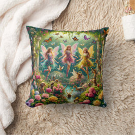 Garden Fairies Enchanted Bloom Trio Square Pillow Kudde
