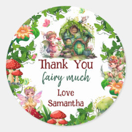 Garden Fairy Girl Birthday Favor Gift Runt Klistermärke