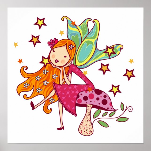 Garden Fairy on Mushroom Poster (Framsidan)