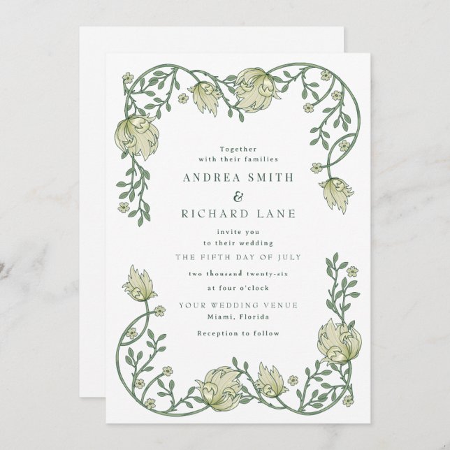 Garden Fairytale Wedding Invitations Inbjudningar (Fram/baksida)