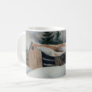 gården fält övergivna hemestäd i Winter snö Kaffemugg