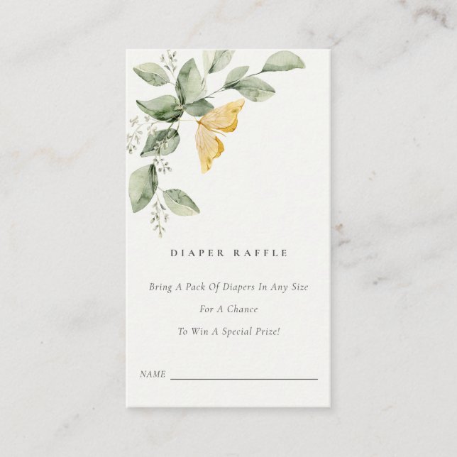 Garden Fauna Butterfly Diaper Raffle Baby Shower Tilläggskort (Framsida)