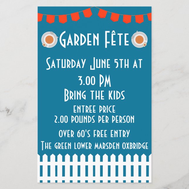 Garden Fete-inbjudan Flygblad (Framsidan)