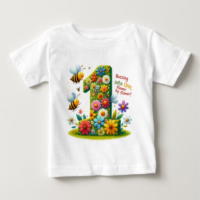Garden Flight: Första Blommarna på födelsedagen T Shirt (Framsida)