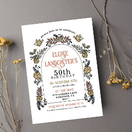 Garden Flower Arch Milestone 50:e födelsedagen Inbjudningar