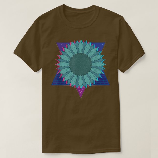 Garden Flower Blommar Retro 90s Vaporwave Sunflowe T Shirt (Design framsida)