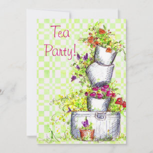 Garden Flower Bucket för Tea Party-inbjudningar Inbjudningar