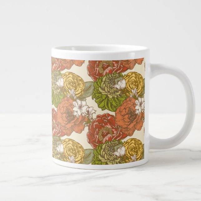 Garden Flower Mönster Jumbo Mugg (Höger)