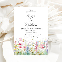 Garden Flower Watercolor Modern Boho Bröllop Inbjudningar